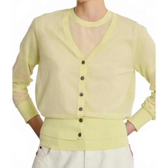 NEW SOEUR etretat cardigan in jaune acide - Picture 1 of 4